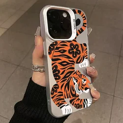 Vibrant Tiger Electroplate Silver IMD Phone Case Cover for iPhone 12 Pro (T7245)