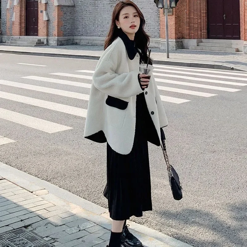 Wearing A Small Fragrant Lamb Fur Coat On Both Sides For Women's Autumn And Winter 2023 New High-end Fashion Commuter Coat P259