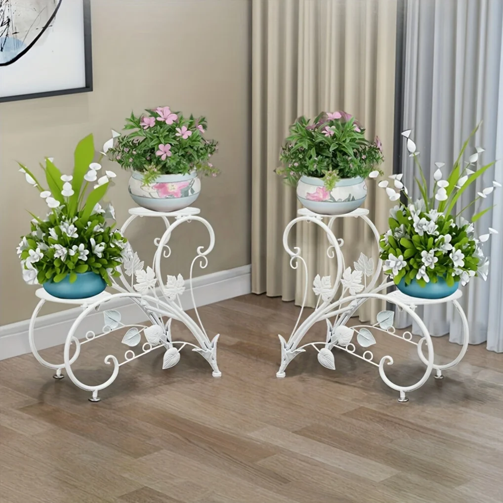 2pcs Half Heart Plant Pot Stands Garden Patio Metal Iron Flower Planter Rack Elegant Art Display Shelf for Planters Flowers