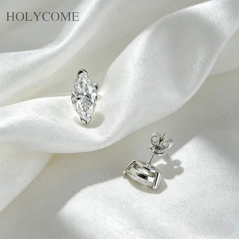 0,3-1CT Marquise-Schliff Moissanit-Diamant-Ohrstecker für Damen und Herren, 100% S925 Silber, Hochzeits- und Party-Schmuck – Detail 6