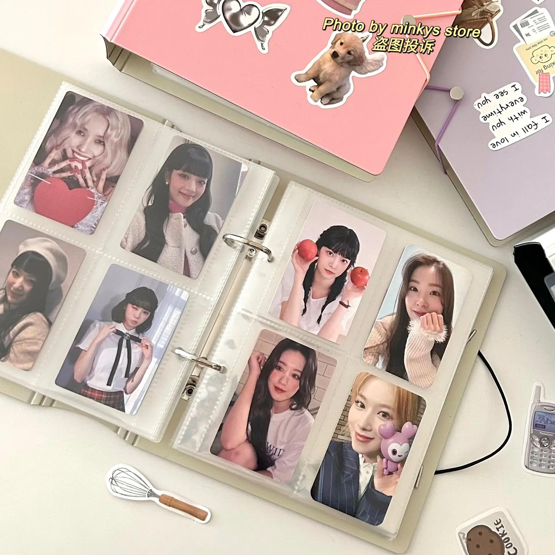 MINKYS Kawaii D Shape Ring 3 inch Kpop Photo Card Binder Large