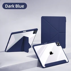 Acrylic Smart Case with Pen Holder for iPad Pro 11-inch M4 (Dark blue)