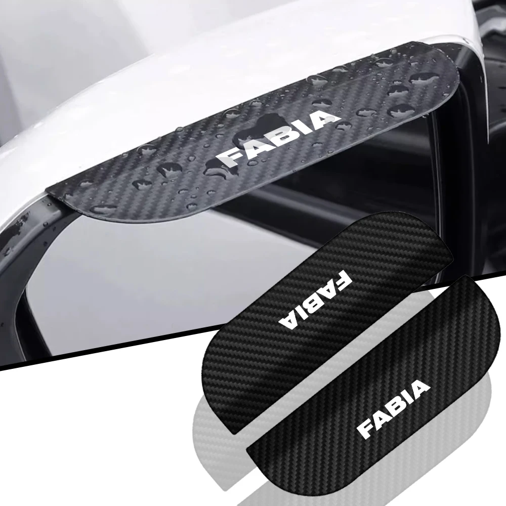 Car Rearview Mirror Rain Eyebrow Visor Carbon Fiber Sun Visor Rain Cover car Mirror Accessories For Skoda FABIA