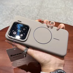 Vibrant Liquid Silicone Shockproof Magnetic Phone Case, Compatible with Magsafe Wireless Chargers - Xiaomi 15 (Clay Color)