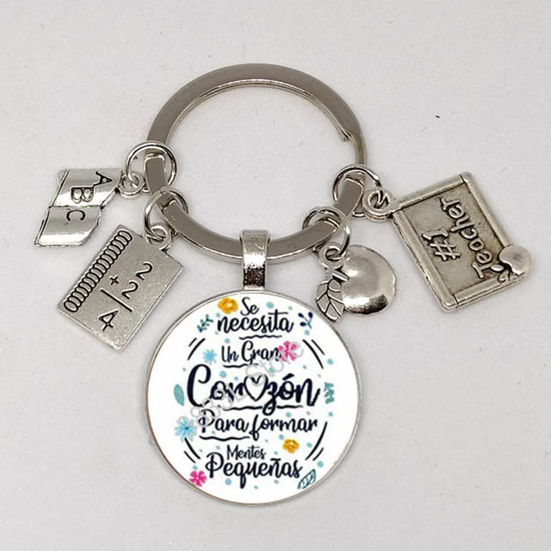 2024 New Teacher Keychain Thank You Teacher Text Keychain Pendant Glass Crystal Pendant Key Ring Car Keychain for Teacher Teache
