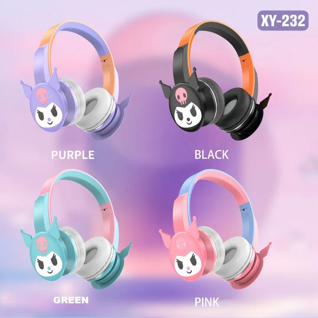 NEW Sanrio XY-232 Kuromi Bluetooth Wireless Headphones Wireless Headset with Mic Foldable Lightweight Earphone for Phones Laptop