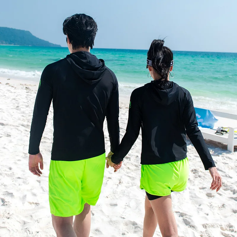 Men's Long Sleeve Rash Guard Zipper Swimwear 3-Piece Swimsuit Surfing Women's 5-Piece Set Bathing Suits for Couples