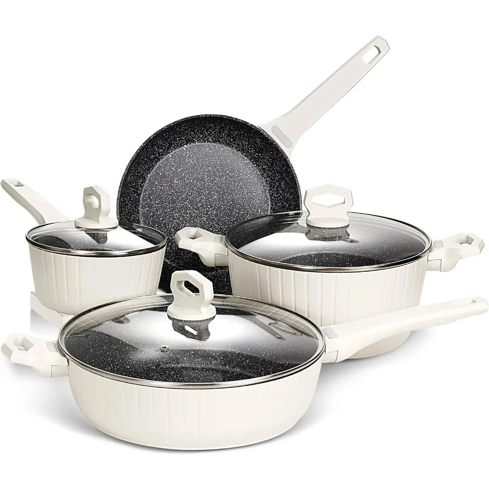 

Granite Induction Kitchen Cookware Sets (7 Pcs ) Pots and Pans Set Non-stick Cooking Utensils Set Accessories Pot Dinner Gadgets