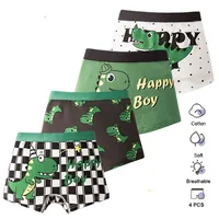 4 Pièces/Ensemble Garçons Sous-vêtement en Coton Enfants Boxer Court Dinosaure Cartoon Enfant Slip Respirable Garçons Boxers Caleçons Courts Tronçons 1