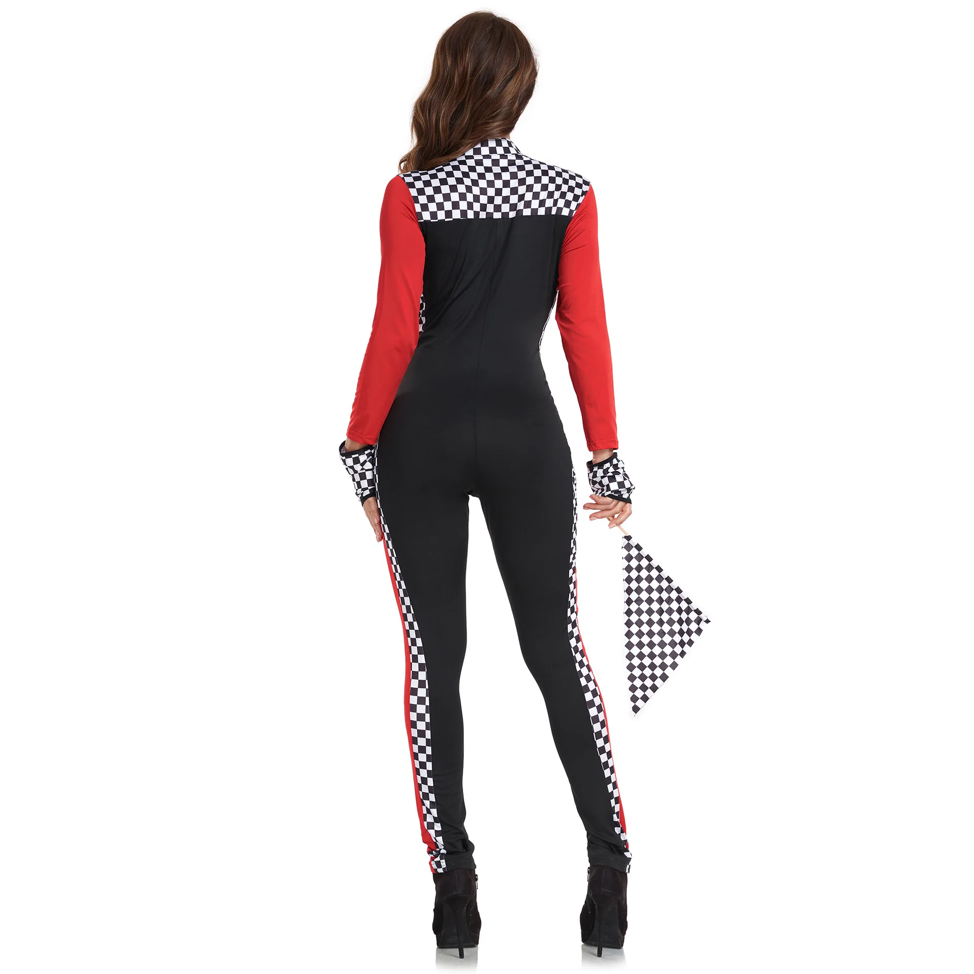Halloween Women Sexy Race Car Driver Costume Racing Girl Jumpsuit Car Game Long Sleeves Uniform