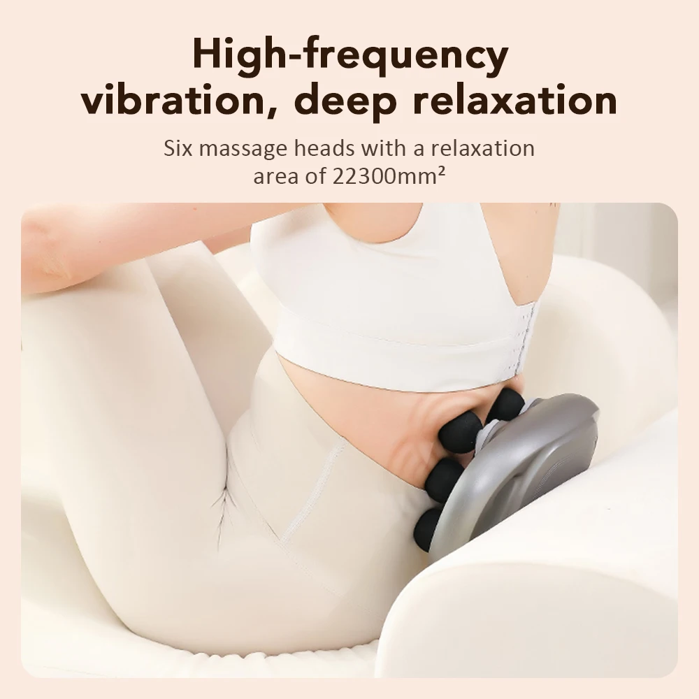 Six-head Fascia Gun Deep High Frequency Vibration Wireless Waist Back Massager Body Relaxation Shoulder Calf Massager Gun