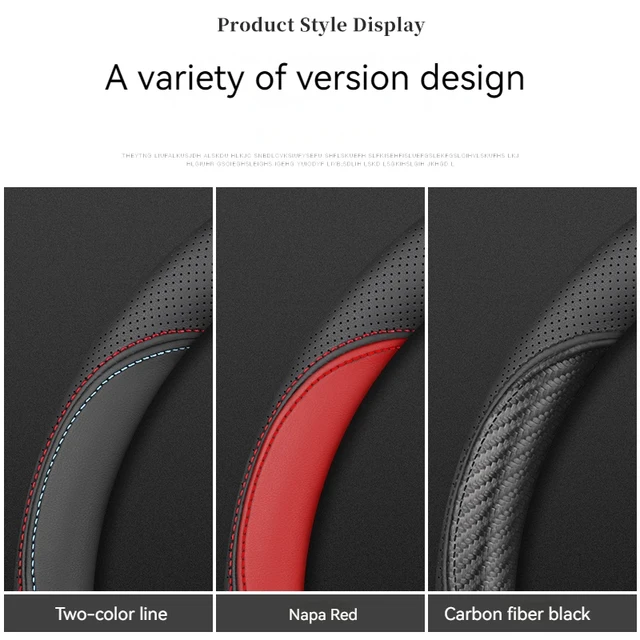 Full Leather Cover for All Seasons Auto Steering Wheel Cover Ultra-Thin Non-Slip Round Breathable Car Steering Wheel Protector 5