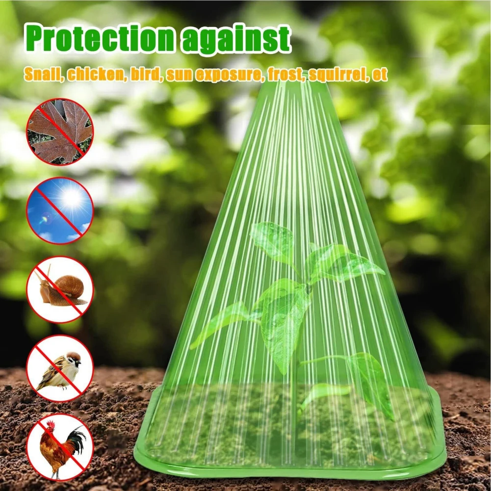 

10pcs Reusable Square Shaped Plant Cover Protection Vegetables Covers Transparent Freeze Protect With Ventilation Top For Garden
