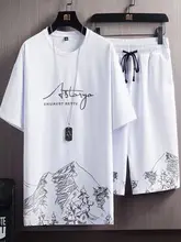  2022 Summer Men's Tracksuit 2 Piece Set Fashion Casual Solid Short-Sleeved T-Shirt and Shorts Sport Suit Breathable Man Clothing 