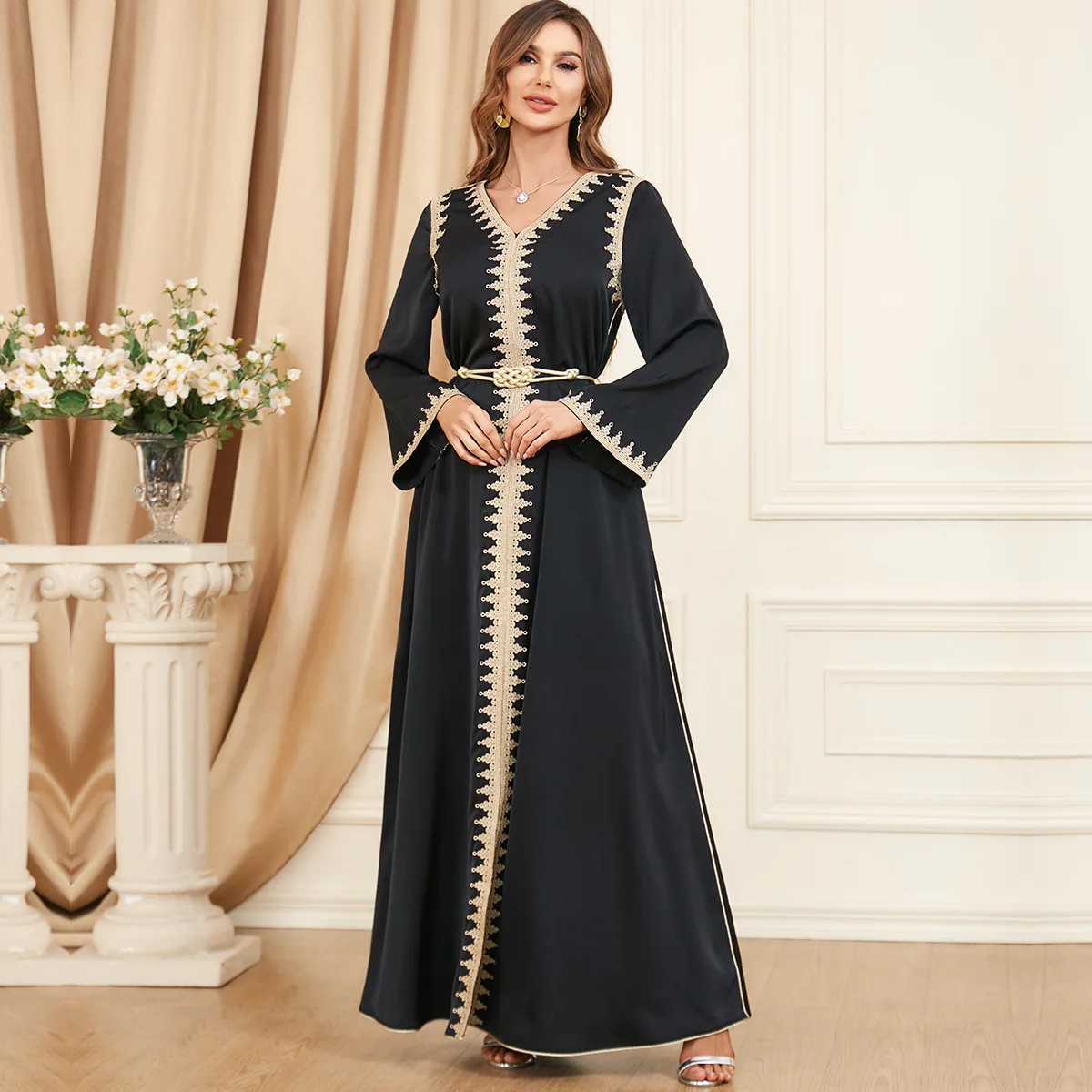 Ramadan Middle East Saudi Arabian Muslim Women\'s Fashion Spring And Autumn Islamic Splice Women\'s Abaya Dress Dress