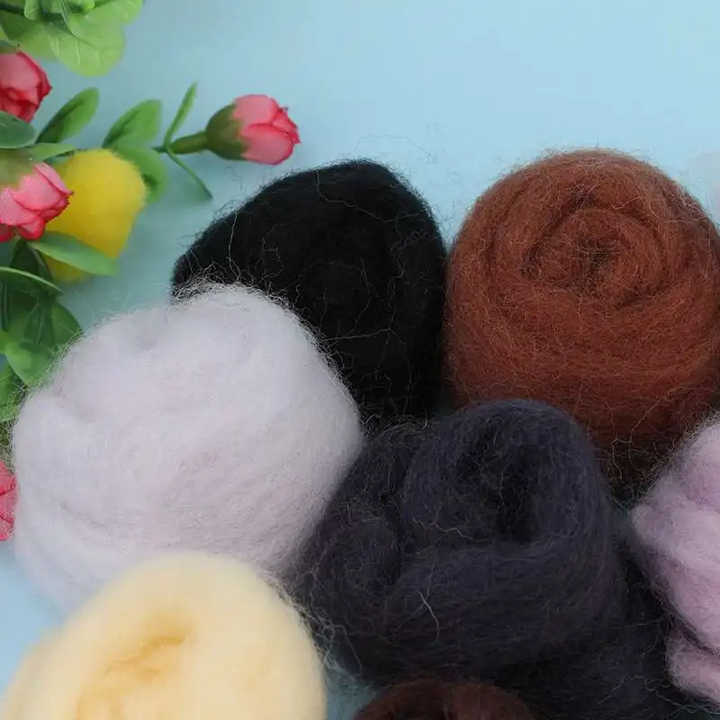 Needle felting wool 10 G DIY Wool Roving Needle Felting 8 Colors Wool Felting Fibre Handmade Material For Beginners Needle Product Making