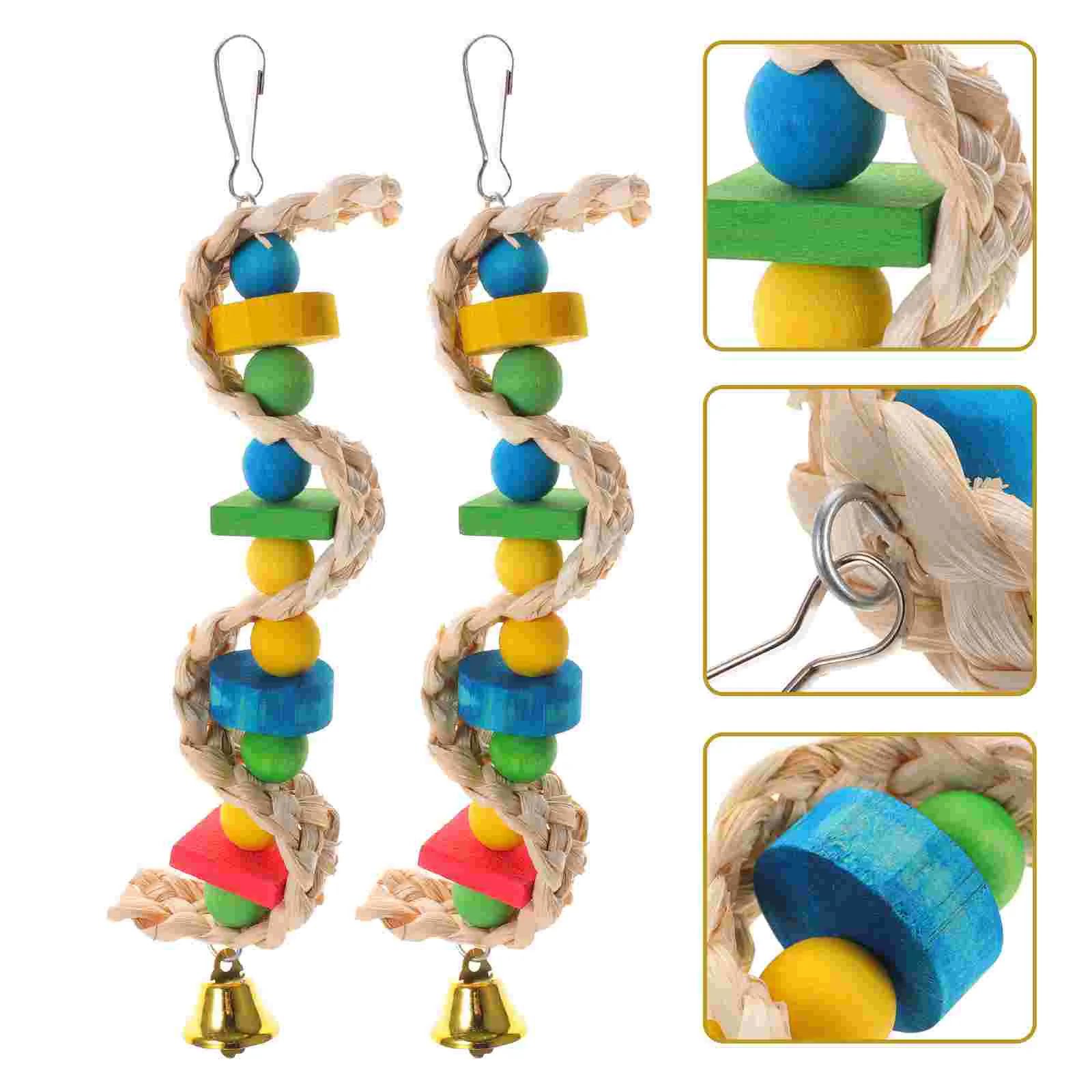 

2 Pcs Wooden Playset Parrot Bird Small Bird Small Bird Toys Hanging Safety Pet Plaything Parrots Chew Biting