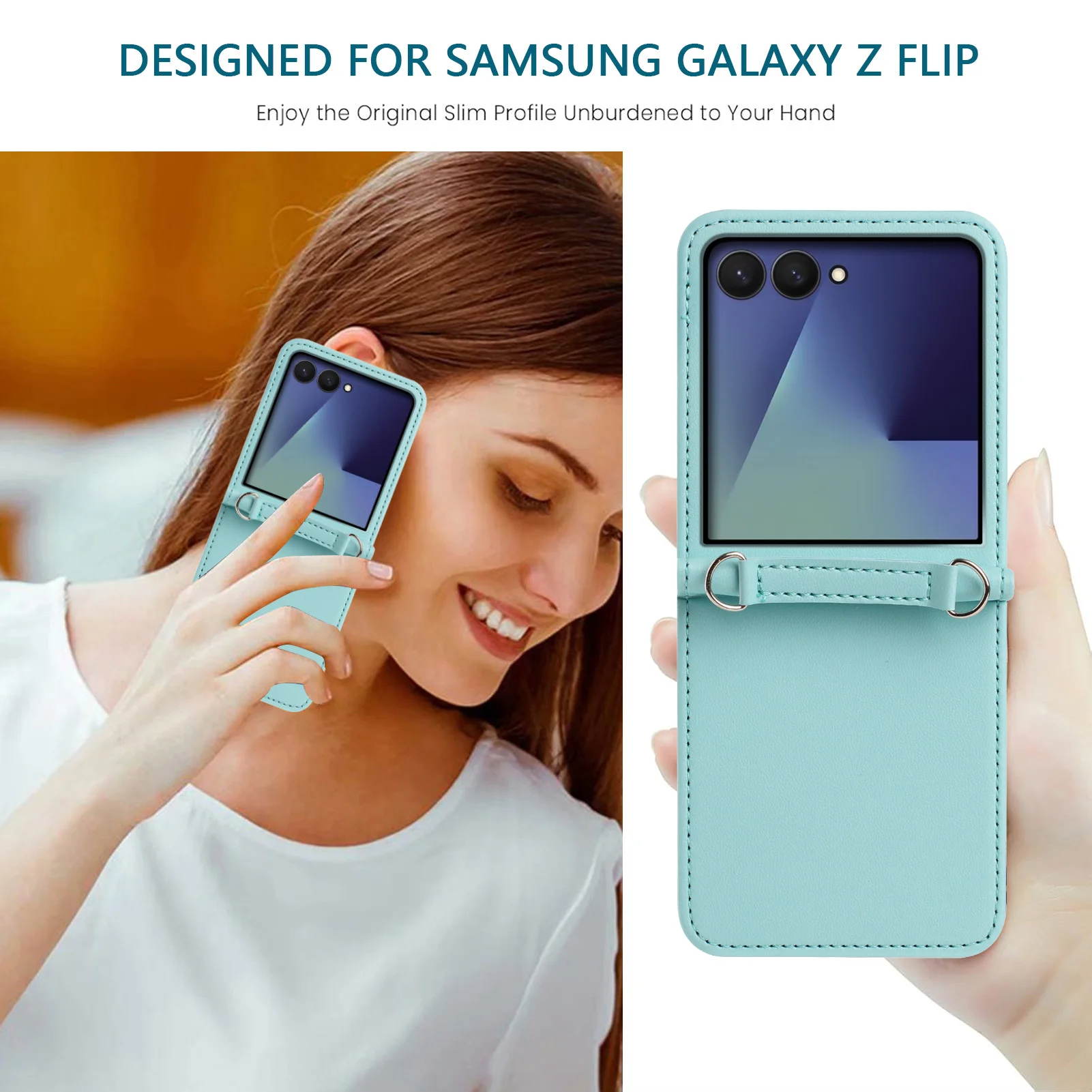 Slim Leather Phone Case with Kickstand and Shockproof Design - Solid Color Skin Feel
