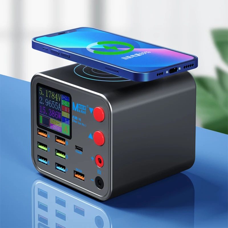 MA ANT DIANBA 1 Fast Charging 8-Port Wireless Charger 10W PD+QC3.0 Mobile Phone Startup Voltage Current Detecttion USB Charger