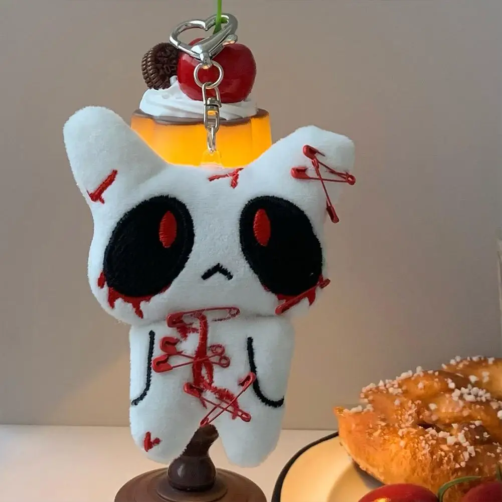 Halloween Ghost Doll Key chain Plush Bloody Doll Gothic style Scary Backpack Pendant Heart Buckle Pendant for gift