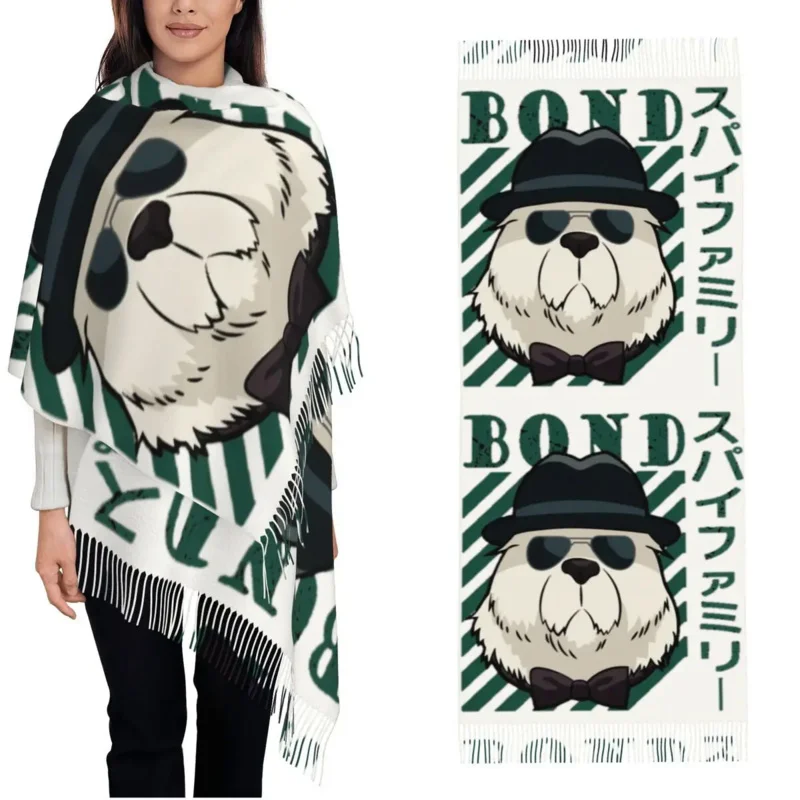 

Women'S Scarf With Tassel Bond Forger Spy X Family Large Winter Fall Shawl Wrap Funny Japanese Manga Gifts Pashmina Scarves