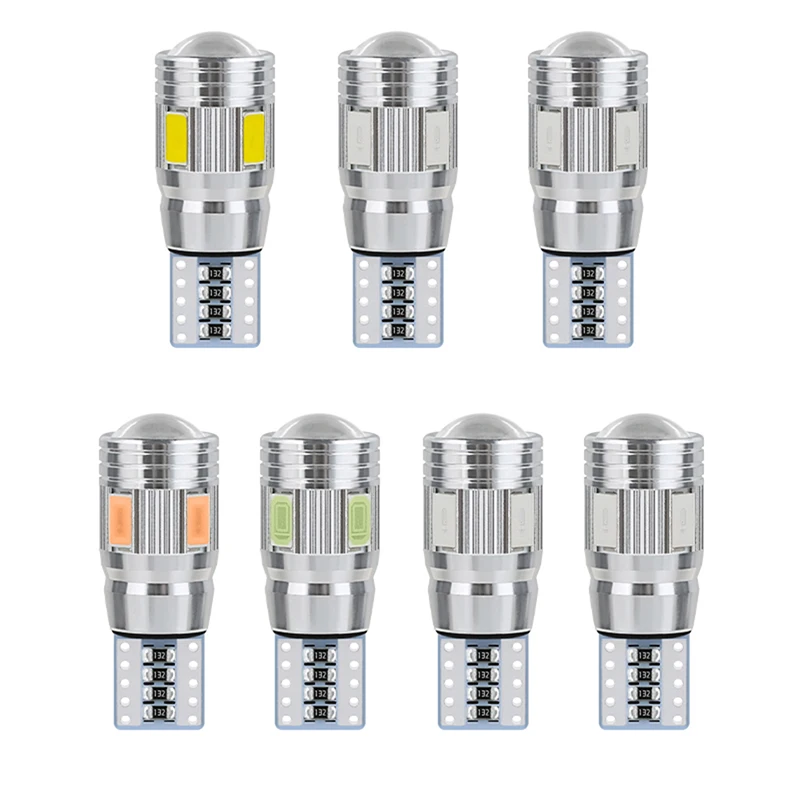 

2pcs Car 5W5 LED Bulb T10 W5W LED No ERROR Signal Light Canbus 12V 6000K Auto Claerance Wedge Side Reverse Lamps 5630 6SMD Lamp