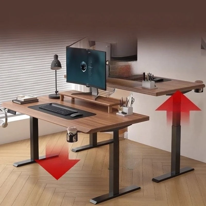 Solid Wood Electric Adjustable Computer Desk Home Office Study Table Gaming Smart Workstation Desk Writing Table Workstation