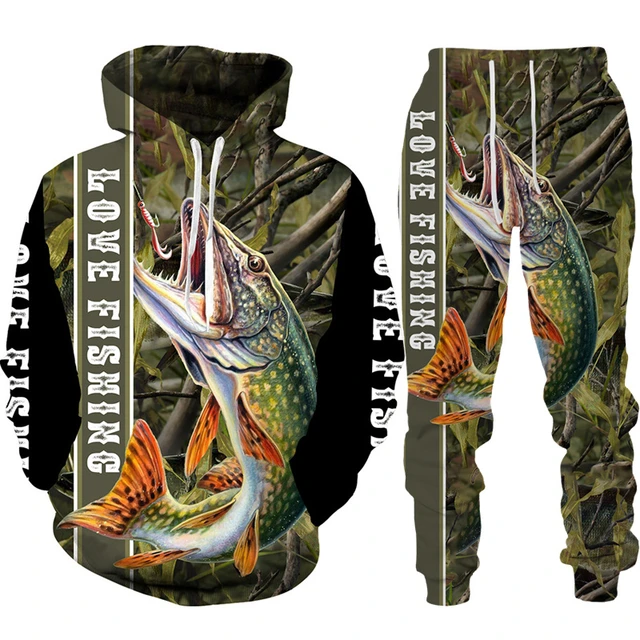 2023 3D fish print hoodies for men and women//suit Harajuku camouflage fishing  hunting camping clothing fashion outdoor sports s - AliExpress