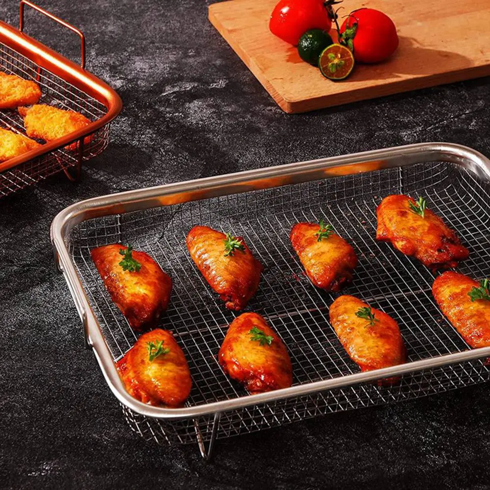 Air Fryer Basket 1Pcs for Oven Stainless Steel Grill Basket Non-Stick Mesh Basket Air Fryer Tray Wire Rack Basket air fryer accessories
