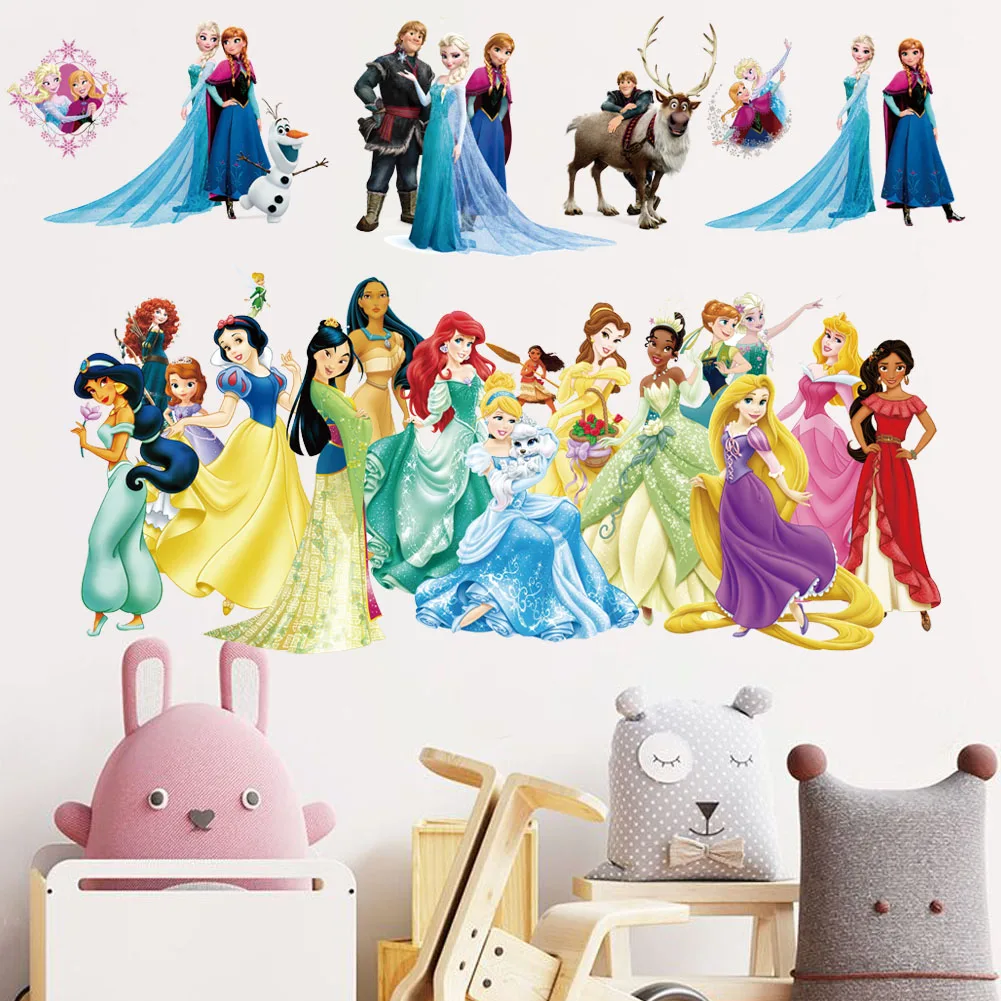 Anna, Elsa, Princess Wall Stickers For Kids Room mural Fairy tale Cartoon  decals DIY Decoration Girl's Room Decoration gift - AliExpress, image size:1001x1001