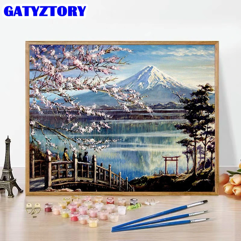 GATYZTORY 40*50cm Frame Painting By Number Landscape Kit Drawing On Canvas Diy Pictures