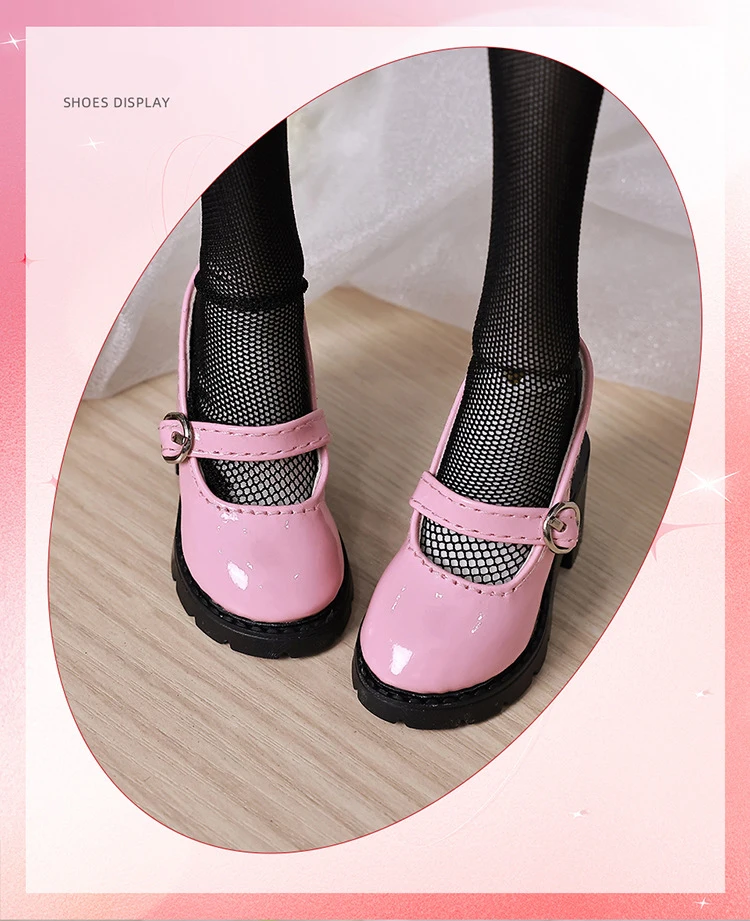 6cm* 3cm Doll Leather Shoes 1/4 Bjd Doll Thick Sole Round Toe High Heels Suitable For Dollfie Dream Mid-Dk Dod DollMore Luts