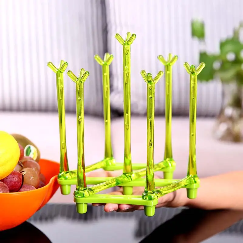 Foldable Home Glass Cup Rack Water Mug Draining Drying Organizer Drain Holder Stand Seven Cups 1 Pc Cup Storage Holder