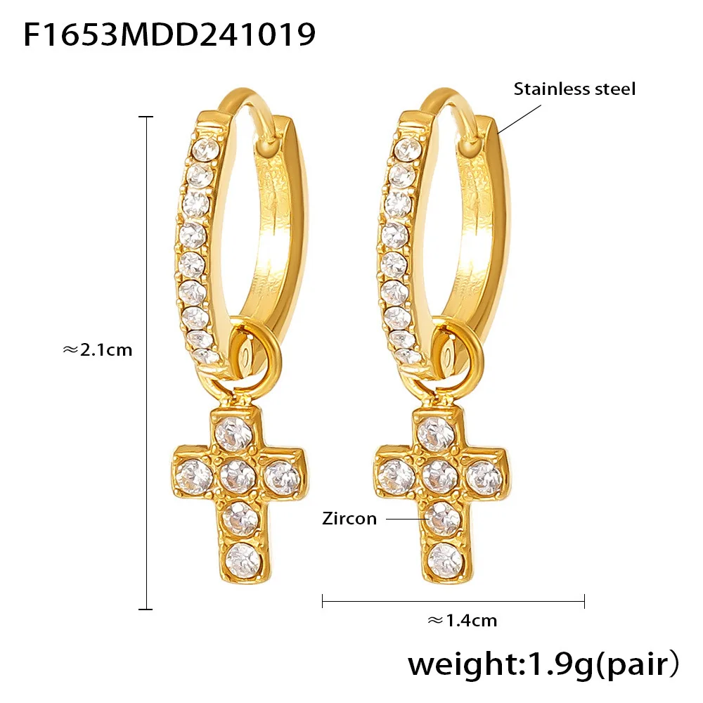 Trendige wasserdichte Edelstahl vergoldete Ohrringe für Frauen Schlangenstern Zirkon Charm Ohr Hoop Schmuck Geschenk – Detail 12