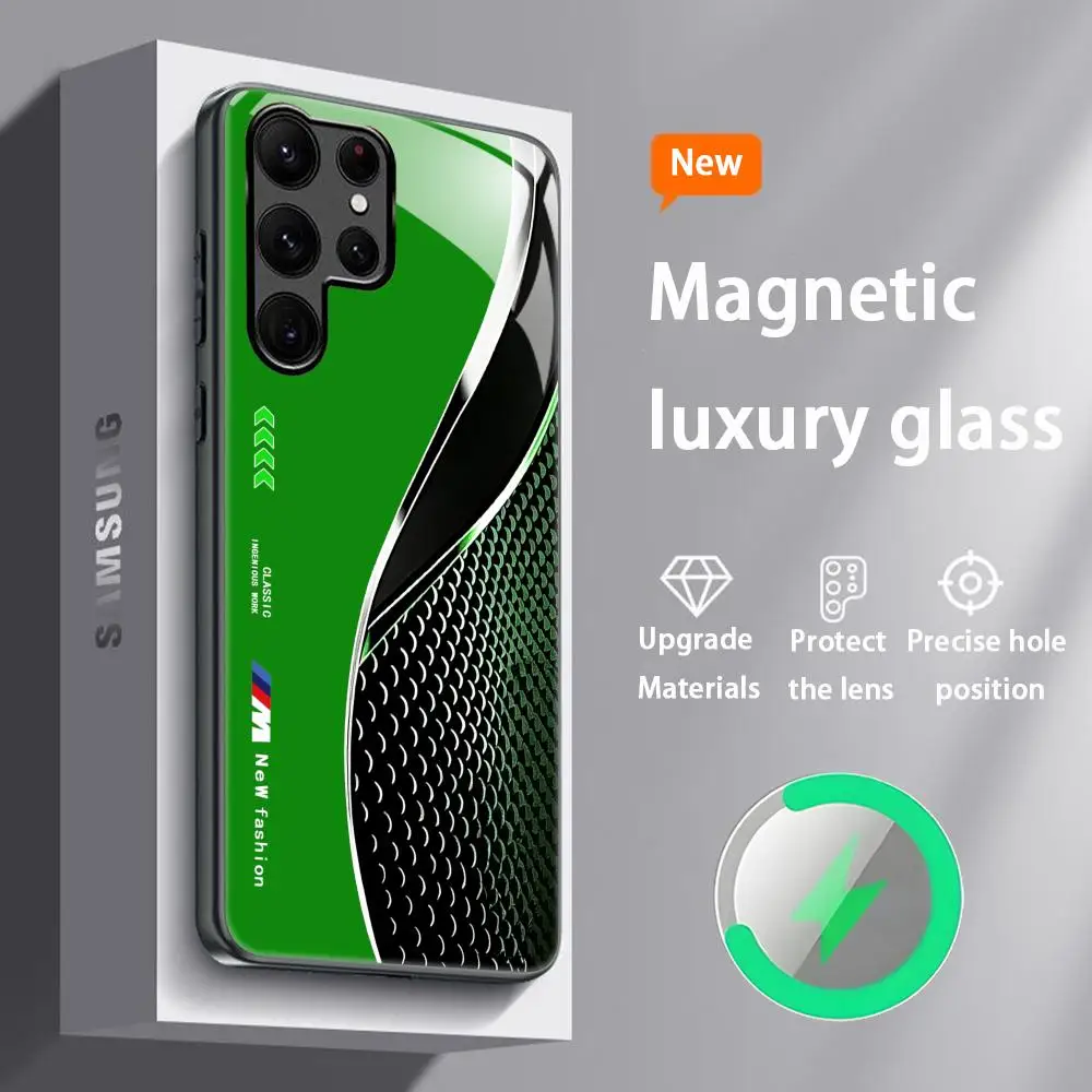 Stylish Blue and Red Magnetic Glass Phone Case - Fashionable Protective Cover
