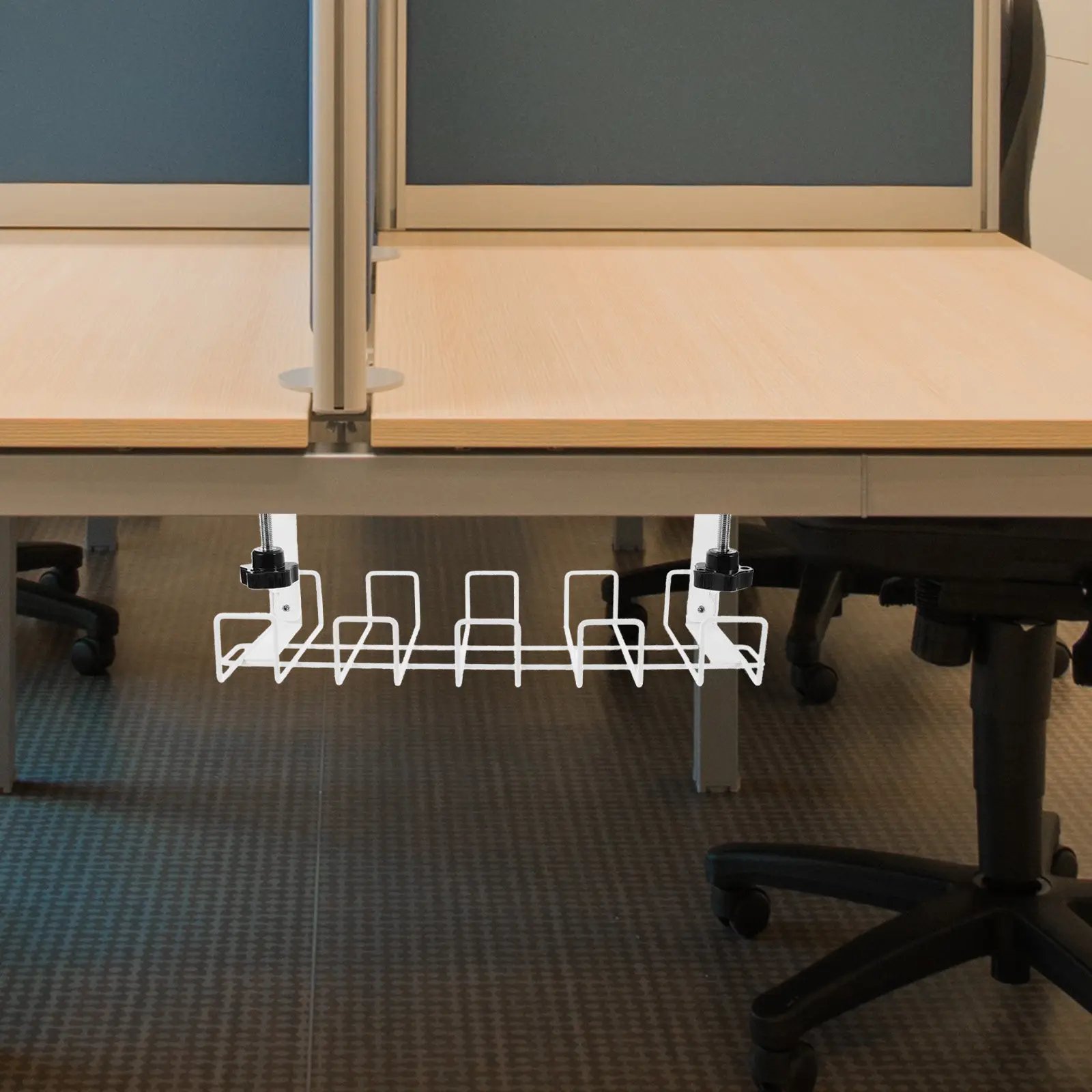 책상 아래 케이블 정리 선반 화이트 철제 다기능 와이어 정리함 책상 케이블 정..