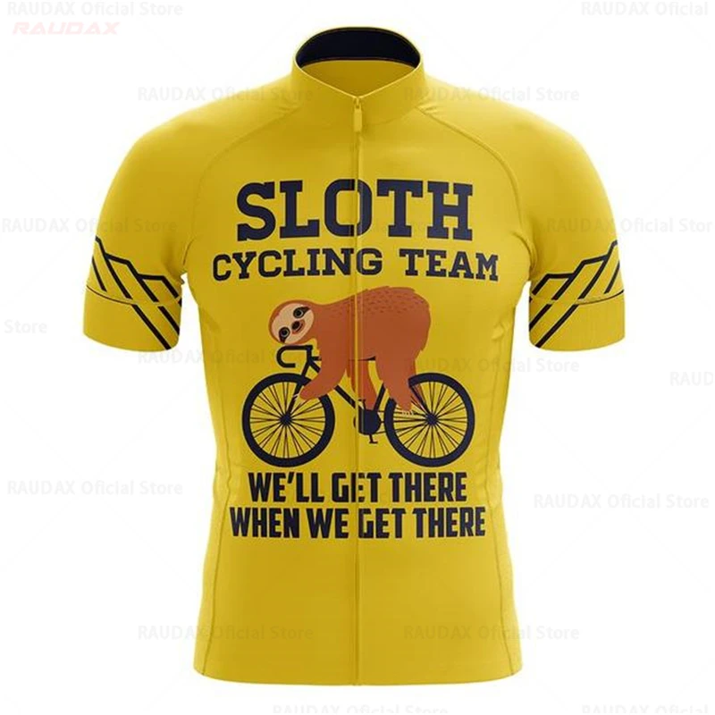 Cycling Jersey Man Funny Sloth Team Summer Short Sleeve Road Bike Riding Cycling Shirt
