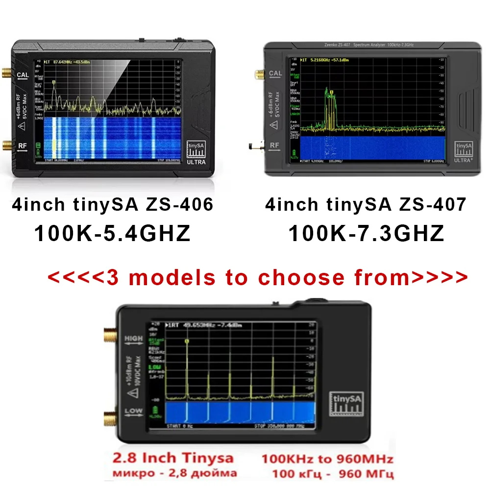 TinySA ULTRA Plus ZS406/ZS407 4/2.8인치 스펙트럼 분석기 100kHz5.4GHz 휴대용 소형 주파수 분석기 20dB LNA 모듈