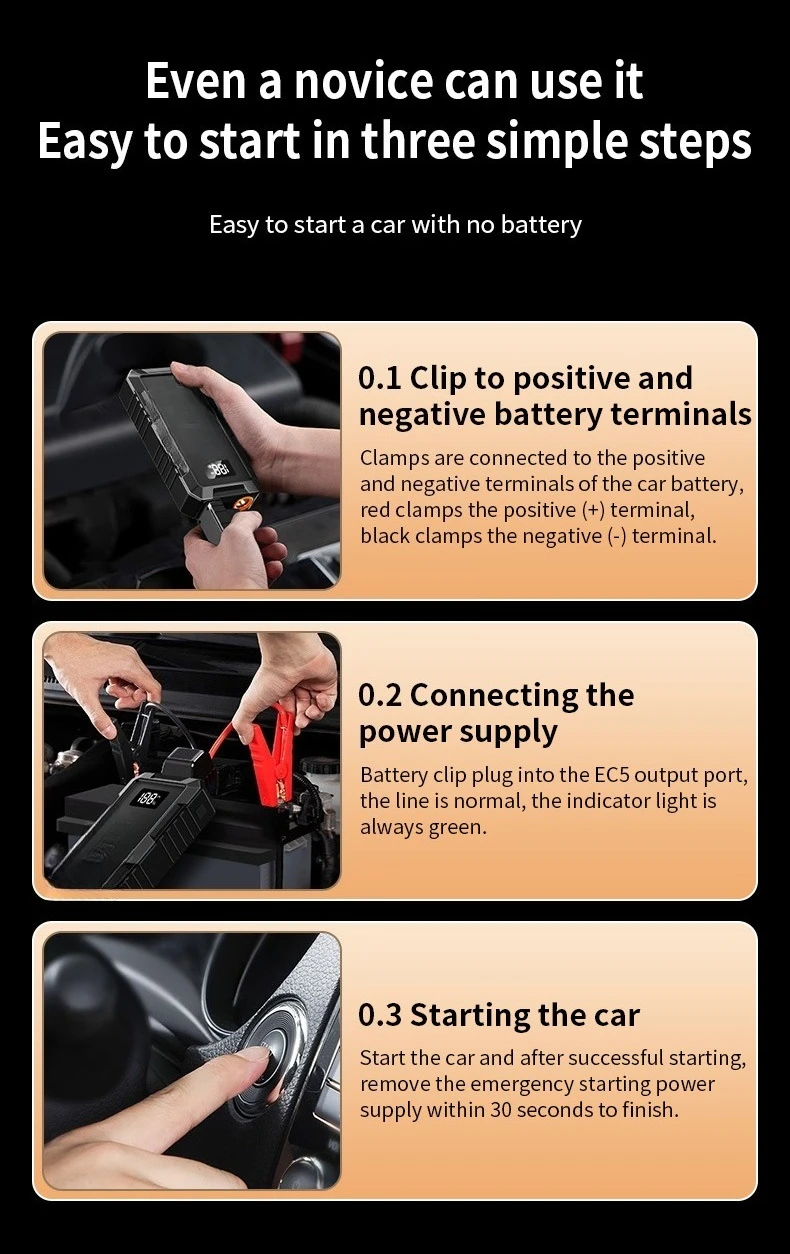 12V 16000mAh Car Jump Starter Emergency Starting Device Portable Battery Booster