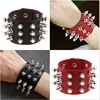 New Mainstream Rock Spiked Rivet Conical Stud Wide Leather Cuff Bracelet For Men And Women Punk Gothic Neutral Bracelet Jewelry 1