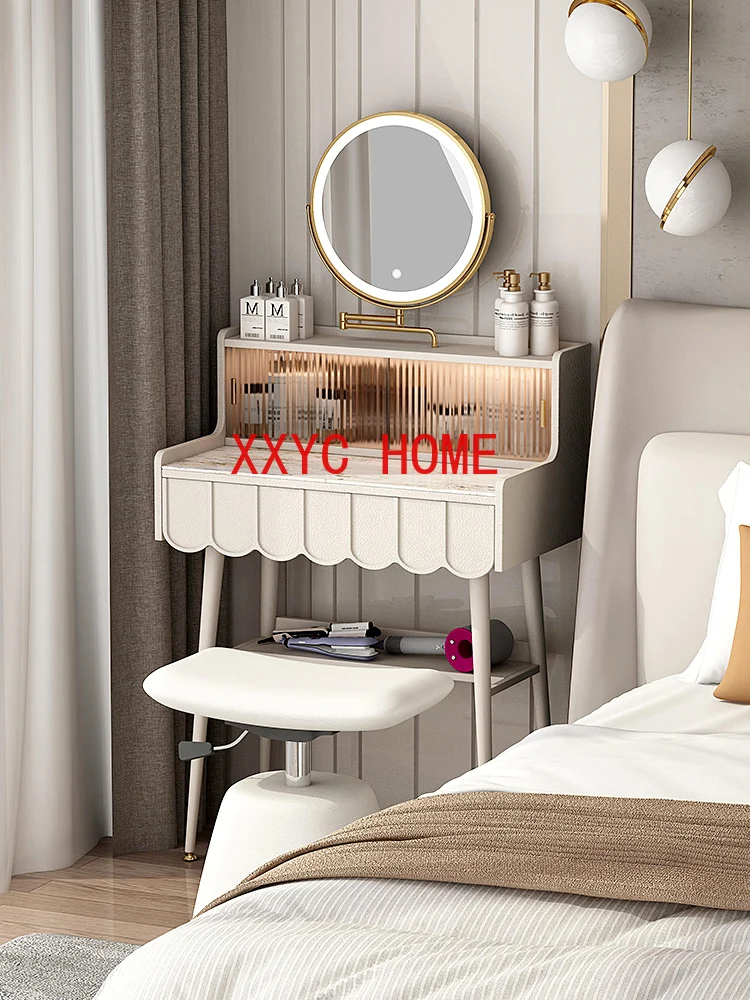 

Cream Cloud Dressing Rack Integrated Stone Plate Desktop Single Makeup Table