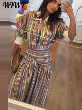 طقم أنيق قصير الأكمام بخصر مشدود مع بنطلون فضفاض — صورة 8