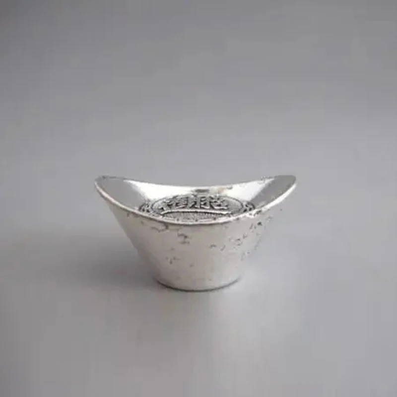 中国の古いチベットの銀の像,手作りの幸運なユアンバオ,2個