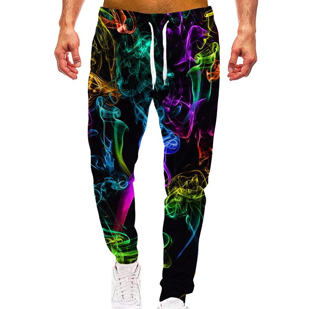 

Rainbow Smoke Loose Camo Track Gym Sweat Pants Men Hip Hop 3D Print Sport Jogger Casual Trousers Drawstring Sweatpants Clothing