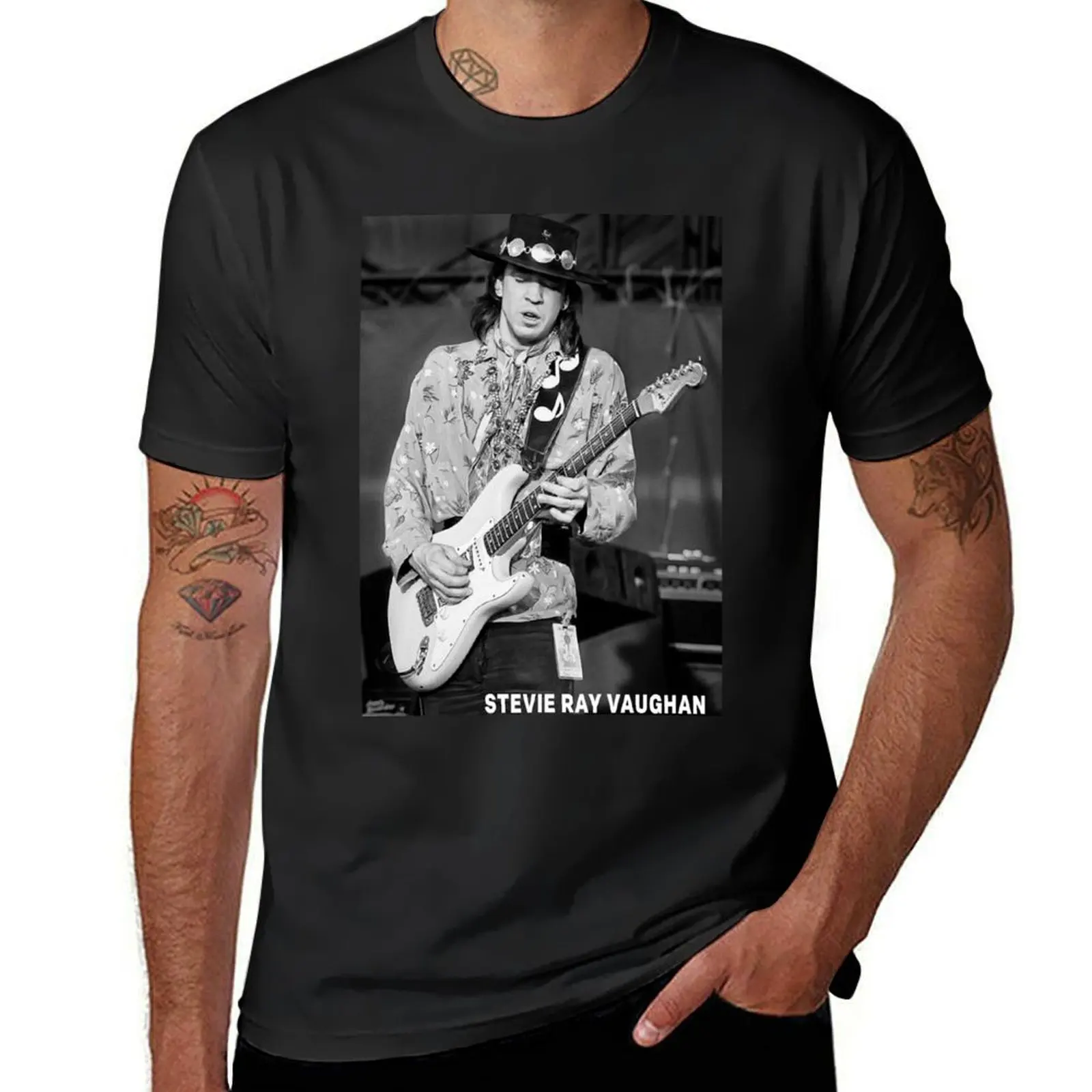 Music Retro Vintage Stevie Ray Vaughan T-Shirt Blouse kawaii clothes for a boy Men's t-shirts