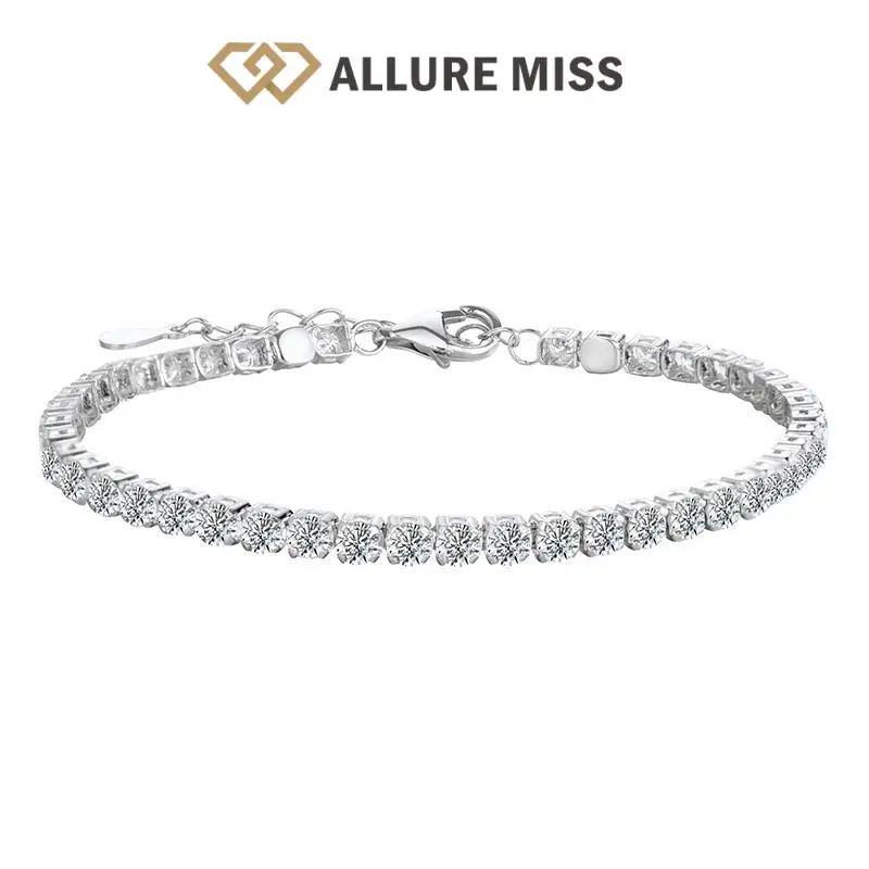 

Moissanite Bracelet Love Round Brilliant Cut Luxury D Color Sparkling 100% 925 Sterling Silver Gift Inlaid Diamond Top Quality