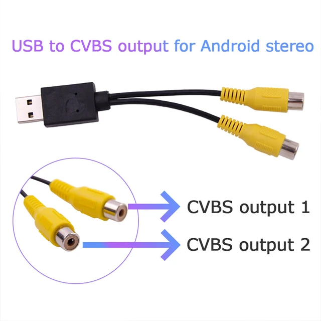 USB Port To CVBS Video Output Adapter to RCA Interface Cable 2 CVBS Output  for Car Radio Accessories Android Multimedia Player - AliExpress