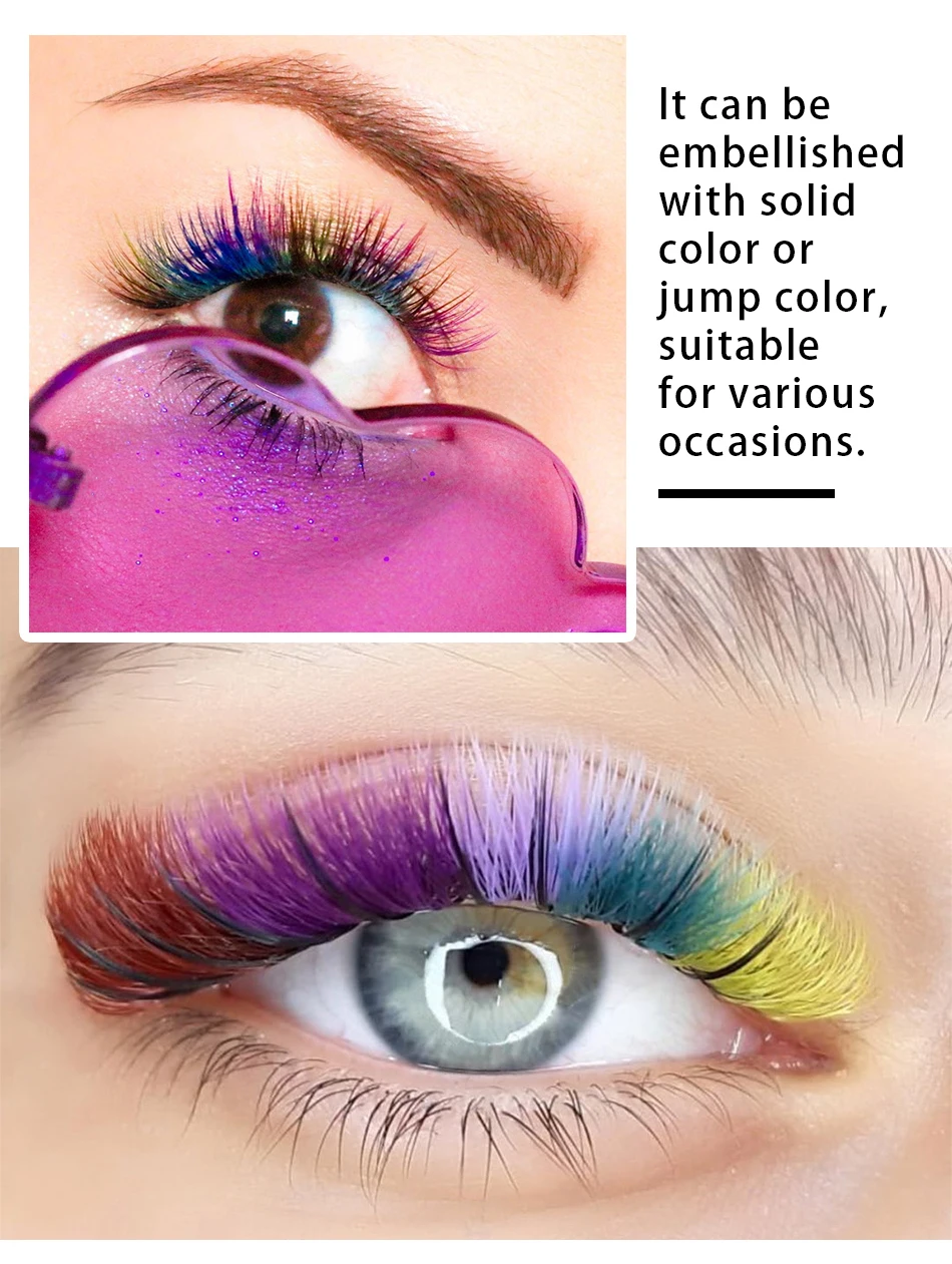 Colour Lash Extension Red Purple Blue Pink Flu Color False Individual Eyelash Extension Silk Russian Volume Lashes