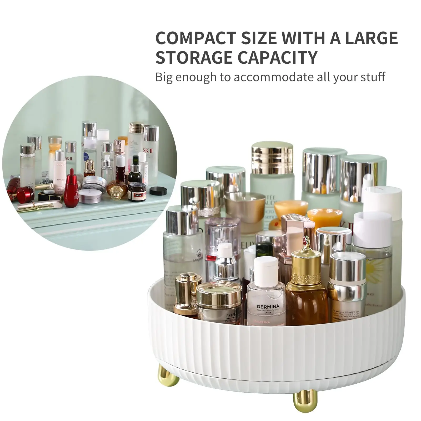 1PCS Cosmetic Perfume Organizer, 360° Rotating Cosmetic Organizer, Large Capacity Cosmetic Organizer for Living Room Bedroom. 3
