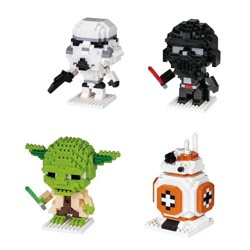 Toy Building Blocks Action Figures Building Blocks Anime Master Yoda Bricks Cartoon Action Figures Heads Assembly Educational Toys Kid Birthday Gift